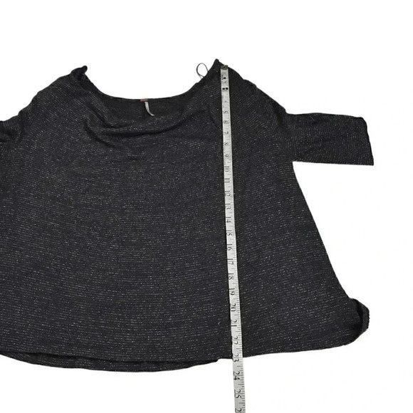 Free People Metallic Gray Cowl  Neck Palmer Long Sleeve Size Medium - Picture 14 of 14